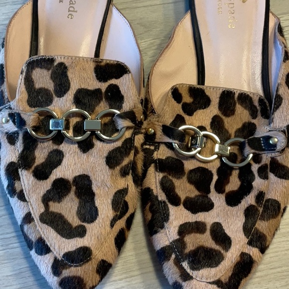 Kate Spade Cece Too Calf Hair Leopard Print Mules Brown Black - Size 7 Medium - Picture 3 of 16